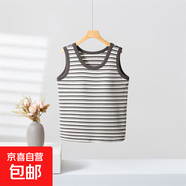 吊帶背心女內(nèi)搭春季帶胸墊外穿大碼MM條紋內(nèi)衣無袖上衣女打底女裝 咖啡 均碼