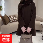 早秋呢子斗篷外套女中長款秋冬裝新款韓版氣質(zhì)小個子披肩毛呢大衣 B2140#-卡其色 4XL 【162-180斤】