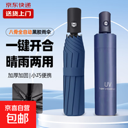 爆款雨傘加大雨傘男女商務(wù)傘大號格子折疊雨傘雙人三人晴雨傘 藏青UV【自動(dòng)款】
