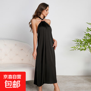 法式晚宴禮服裙高端輕奢掛脖連衣裙女高級(jí)感露背長(zhǎng)裙多色可選 黑色 S