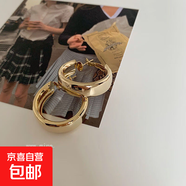 韓國感圓圈耳環(huán)金屬質(zhì)感925銀針耳墜歐美風(fēng)耳釘耳圈潮耳釘潮 金色圈圈一對(duì)925銀針