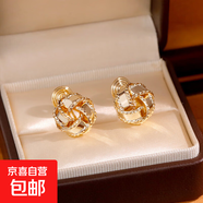 安可拉紅無耳洞蚊香盤耳夾女復(fù)古港風(fēng)氣質(zhì)琺瑯滴釉麻花耳環(huán)耳飾品 14K金【蚊香盤耳夾】