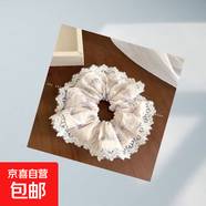 法式重工蕾絲碎花印花蝴蝶結(jié)發(fā)圈發(fā)繩頭繩丸子頭兒童發(fā)飾頭飾馬尾 奶藍(lán)碎花絲帶蝴蝶結(jié)發(fā)圈