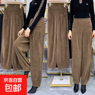 哈倫褲子女春秋新款純色外穿休閑褲時(shí)尚高檔雪尼爾燈籠褲高腰寬松 咖啡色 2XL 【建議130-145】