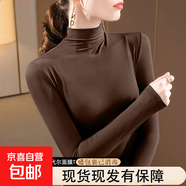 半高領(lǐng)加絨打底衫女長(cháng)袖2025秋冬磨毛t恤內搭中領(lǐng)緊身上衣體桖衫 D56-咖啡色 M 建議85-100