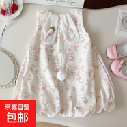 2025夏季新款韓版女童兔耳朵花苞裙女孩姐妹款連衣裙短裙 花苞裙 90