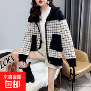 針織衫加厚毛衣開衫女韓版寬松絨外套小香風(fēng)外套女上衣女 HMZZ716 黑色 M