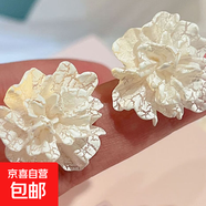 銀針?lè )ㄊ交ǘ鋹?ài)心珍珠耳釘優(yōu)雅高級感復古耳環(huán)小眾氣質(zhì)新款耳飾女 36#銀針-花朵-白色