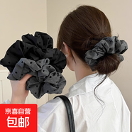蝴蝶結(jié)大腸圈日韓時尚簡約百搭波點超柔面料清新甜美大腸發(fā)圈頭飾 灰色一個隨機