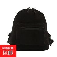 秋冬燈芯絨小背包女2025新款學生休閑條絨雙肩包ins森系小號背包 黑色 均碼