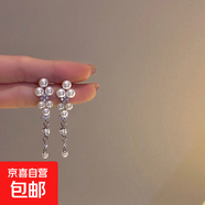銀針輕奢珍珠愛心耳釘小眾氣質(zhì)高級(jí)感耳環(huán)時(shí)尚百搭宮廷風(fēng)耳飾批發(fā) 54#銀針-銀色-白色