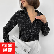寒江琪襯衫女長(cháng)袖2025秋季新款波點(diǎn)印花襯衣寬松顯瘦減齡上衣 黑色圓點(diǎn) 256# 2XL （建議125-140斤）