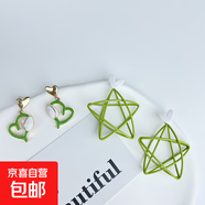 夏季小清新綠色花朵耳環(huán)女不對稱長款流蘇耳墜輕奢耳飾 綠色二件套1-耳釘6 無規(guī)格