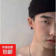 鈦鋼耳夾男士無(wú)需耳洞嘻哈小眾冷淡風(fēng)假耳環(huán)耳釘女情侶單只耳飾品 黑色一對(duì)耳夾款鈦鋼