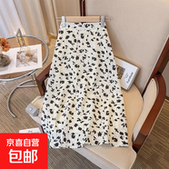 小個(gè)子雪紡碎花半身裙夏季2025新款韓版高腰中長(cháng)款百搭A字裙152 杏色 (裙子有里襯) L (建議95-110斤)