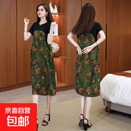 【寬松顯瘦】連衣裙女2025新款中年媽媽裝減齡拼接遮肚新款連衣裙 優(yōu)雅綠花【專(zhuān)柜高檔品質(zhì)】 2XL 建議105-120斤