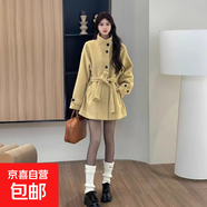 2025冬季厚毛呢外套甜妹黑色設(shè)計感短款大衣女QM 姜黃色【常規(guī)款】 S