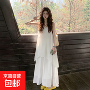 連衣裙女長(cháng)裙吊帶海邊度假溫柔純欲拍照夏季新款綁帶寬松沙灘裙 兩件套裝 M (91-105)