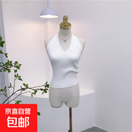 6284#夏季新款法式復古風(fēng)深v領(lǐng)掛脖削肩露背修身顯瘦背心內搭上衣 白色 S