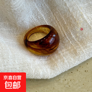 暈染樹脂橢圓幾何戒指韓國復(fù)古個性設(shè)計(jì)氣質(zhì)食指戒小眾高級感指環(huán) 戒指-深咖