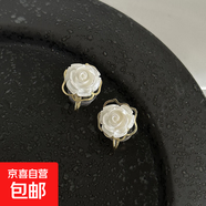 蚊香盤耳夾無耳洞耳環(huán)港風(fēng)花朵高級(jí)感蝴蝶結(jié)可愛耳掛耳飾 白玫瑰