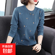 雙面德絨長(cháng)袖T恤女2025新款秋冬洋氣圓領(lǐng)寬松遮肚內搭打底衫ZH 藍色 4XL