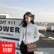 2025半高領(lǐng)加絨打底衫女秋冬套頭字母繡花修身學(xué)生純色長(cháng)袖T恤WX 白色 2XL
