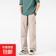 春夏新款美式工裝褲百搭簡(jiǎn)約風(fēng)潮流時(shí)尚感褲子寬松直筒休閑運(yùn)動(dòng)褲 卡其色 M