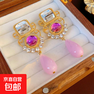 銀針不規(guī)則珍珠復(fù)古耳環(huán)小眾設(shè)計(jì)感法式耳釘耳墜時(shí)尚氣質(zhì)耳飾批發(fā) 96#銀針-金色-粉色