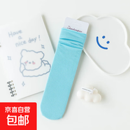 春夏季薄款兒童冰冰襪純色天鵝絨堆堆襪大小童親子襪豎條紋長(zhǎng)筒襪 天藍(lán)色 均碼 【1雙】2-12歲無(wú)跟均碼