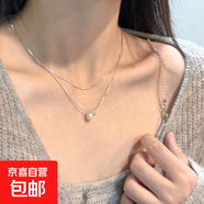雙層疊戴仿珍珠項鏈女2024新款小眾輕奢高級感鎖骨鏈氣質簡約配飾 銀色水滴珍珠雙層項鏈【單條裝】