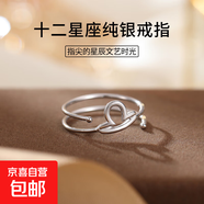925純銀12星座戒指女歐美跨境簡(jiǎn)約ins符號雙層素圈指環(huán)小眾高級感 【天秤座-白金色】 開(kāi)口可調節