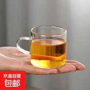 六色茶杯含杯架加厚耐熱玻璃品茗杯水杯帶把杯功夫茶具喝茶收納 單杯90毫升