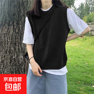 2025新款小背心針織馬甲女套頭韓版圓領(lǐng)毛衣外穿百搭毛線坎肩外搭 1519黑色 L  【建議111斤-120斤】
