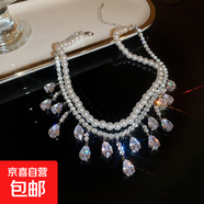 法式鑲鉆花朵珍珠項鏈時(shí)尚輕奢氣質(zhì)鎖骨鏈小眾送女友禮物飾品配飾 21#項鏈-銀色