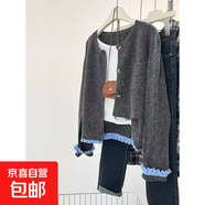 超好看短款毛衣外套女2025新款流行爆款毛衣開衫小個子針織外套 3948灰色 M  【建議96斤-110斤】