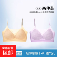 夏季超薄冰絲無(wú)痕細閃肩帶內衣女小胸聚攏透氣無(wú)鋼圈u型美背文胸 肌底膚+優(yōu)雅紫--優(yōu)惠2件裝 M (建議80-100斤)