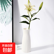 北歐塑料花瓶家居插花假花客廳現代創(chuàng  )意簡(jiǎn)約小干花白色裝飾品擺件 A款小號奶白色