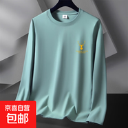 男士長(cháng)袖T恤2025春季新款潮流 ins 印花圓領(lǐng)帥氣酷百搭上衣衫-SL 【一件裝】豆綠色 5XL 【建議180-200斤】