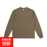 【阿瑪尼制造商】半高領(lǐng)長袖T男330G重磅純棉中領(lǐng)套頭衫秋季抗皺 苔蘚綠 M