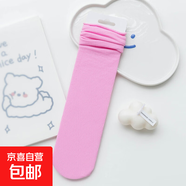 春夏季薄款兒童冰冰襪純色天鵝絨堆堆襪大小童親子襪豎條紋長(zhǎng)筒襪 粉紅色 均碼 【1雙】2-12歲無(wú)跟均碼