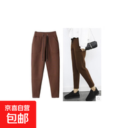 蘿卜褲女秋冬毛呢褲哈倫褲加厚新款羊絨闊腿九分褲寬松休閑CYD 焦糖色 L