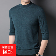 100%薄款純羊毛衫七分袖男士半高領(lǐng)毛衣新款濮院毛衫針織打底上衣 中蘭 3XL 190/125