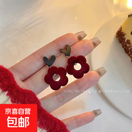 喜慶紅色絲絨蝴蝶結耳釘女耳環(huán)氣質(zhì)甜美花朵長(cháng)款流蘇耳飾耳墜秋冬 【款式十四】