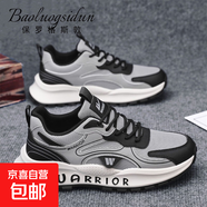 保羅格斯敦男鞋夏季透氣網(wǎng)面跑步鞋運動(dòng)鞋板鞋百搭厚底休閑老爹鞋 2503黑灰色 42