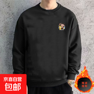 美式潮牌個(gè)性印花圓領(lǐng)衛衣男女同款秋冬加絨寬松情侶套頭衛衣 套頭衛衣加絨黑色/老虎哪吒 XL