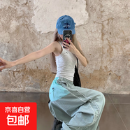 【夏季撞色】女裝新款速干褲寬松闊腿褲女裝休閑褲運動(dòng)褲拖地褲 B346綠色 /錦L L