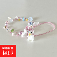 卡通可愛小狗吊墜項鏈簡約高級感鎖骨鏈度假風(fēng)小眾百搭項飾配飾女 項鏈-粉色-兔子