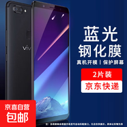 適用vivo x20鋼化膜vivox20手機殼vivox20plus手機膜x20plus保護套x20plus屏幕指紋版充電線(xiàn)plus 藍光鋼化膜【2片裝】 vivox20plus屏幕指紋版