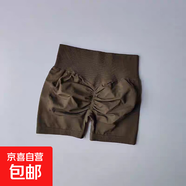 性感辣妹高腰三分瑜伽蜜桃臀健身舞蹈緊身短褲顯瘦高彈收腹外穿女 卡其棕 L